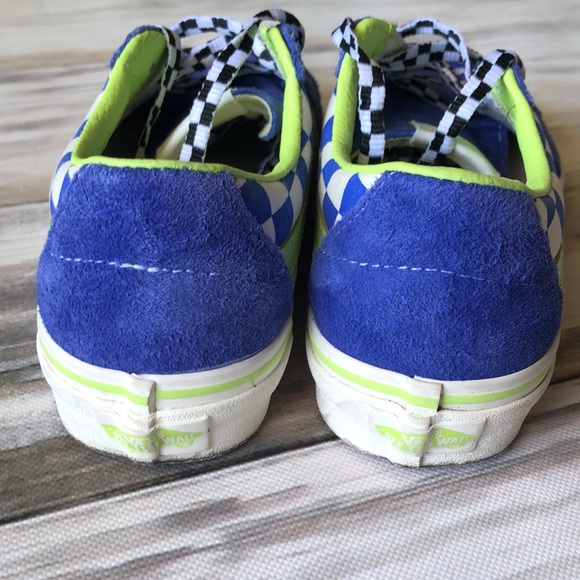 VANS SK8 LOW CHECKERBOARD  OFF THE WALL MENS 4/WOMANS 5.5 Green and blue - Picture 5 of 7